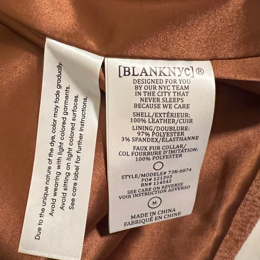 Blank NYC Brown Suede Bomber Jacket with Cream Shearling Collar - Picture 3 of 8